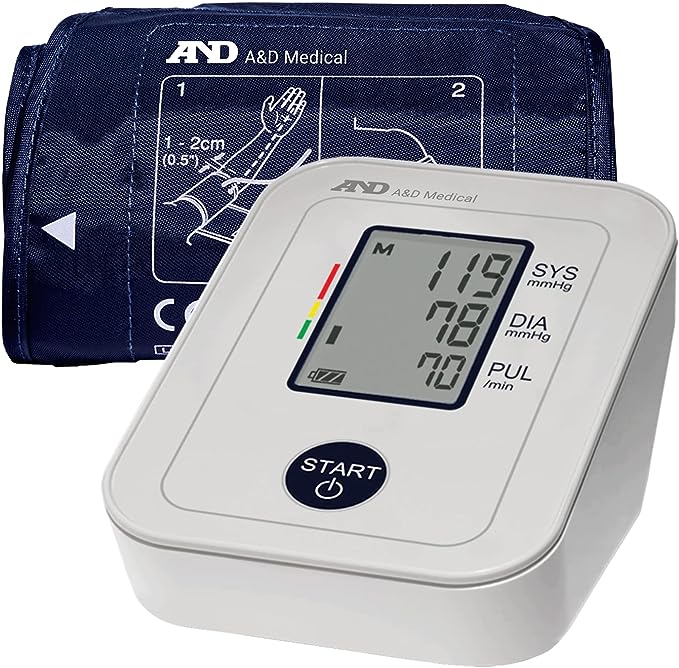  Blood Pressure Monitor Accurate Automatic Upper Arm High Blood  Pressure Monitors Portable LCD Screen Powered by Battery with Adjustable  Cuff and Storage Bag -White : Health & Household