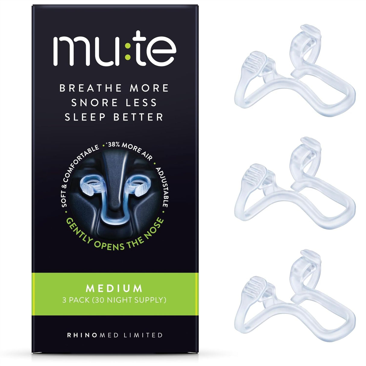 Mute Nasal Dilator Snoring Solution – Medium 3 Pack