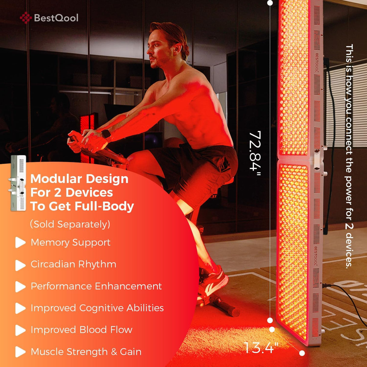 BestQool Pro300 Red Light Therapy Device – 4 Wavelength Full Body Infrared Panel 500W