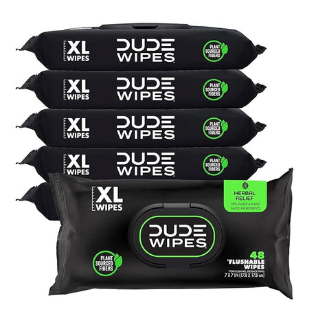 DUDE Wipes – Extra Large Flushable Wipes (6-Pack, 288 Wipes)