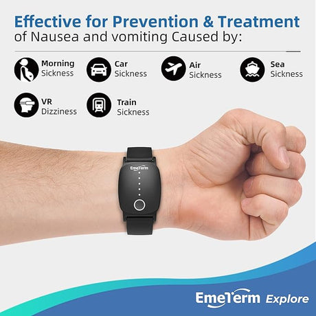 EmeTerm Explore Anti-Nausea Wristband – Waterproof & Rechargeable (Galaxy Black)