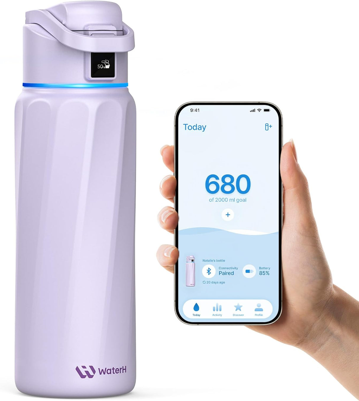 WATERH BOOST Smart Water Bottle Stainless Steel Hydration Tracker 32oz [Bluetooth]