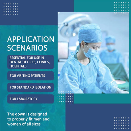 Medical Nation Disposable Isolation Gowns – 50 Pack, Level 2, Fluid-Resistant, Universal Fit