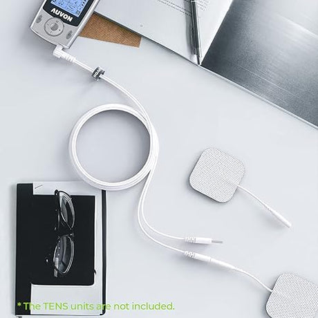 AUVON TENS Lead Wires – 2-Pack Durable Cables with 2mm Pin & 2.35mm Plug