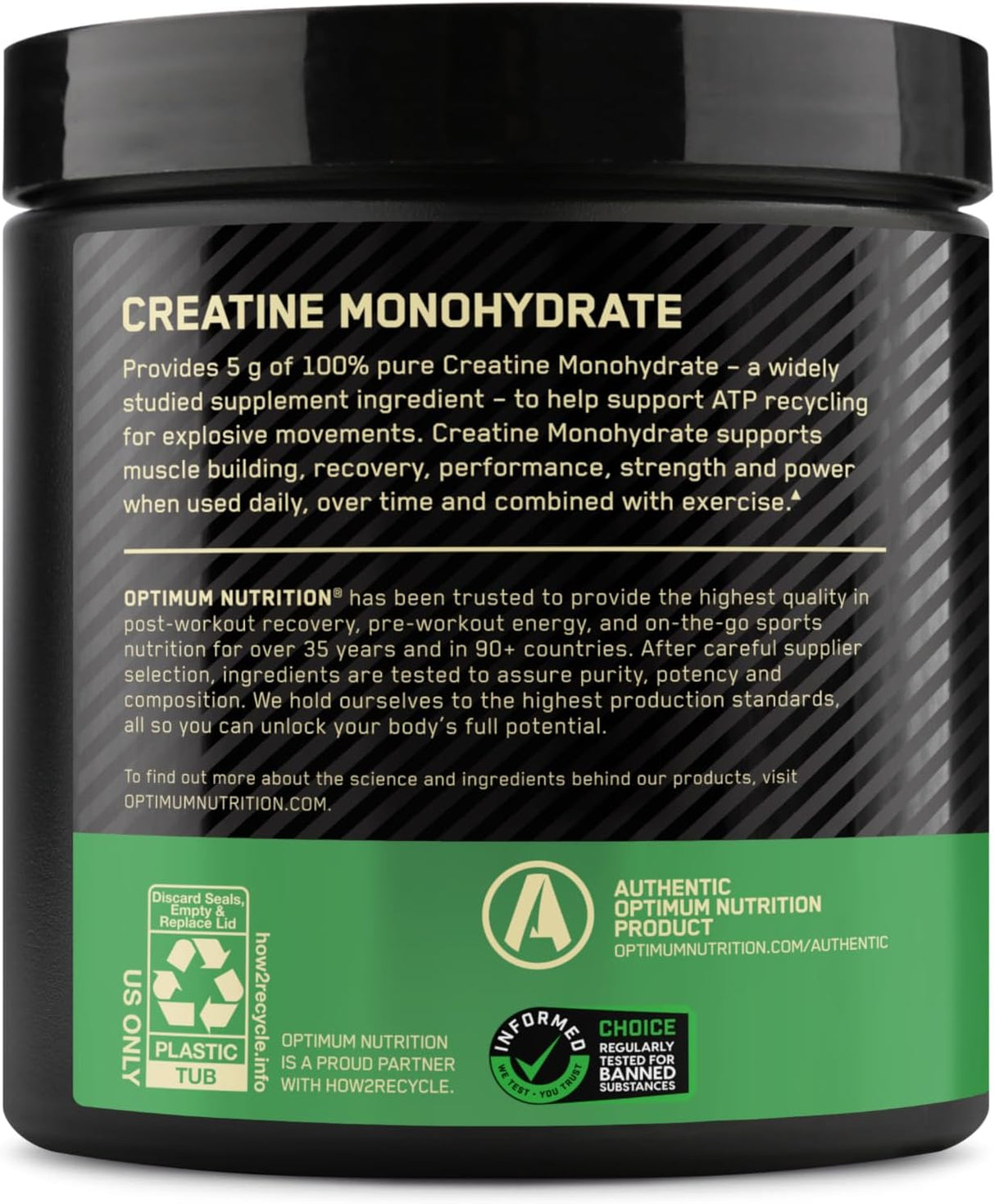 Optimum Nutrition Creatine Monohydrate – Unflavored, Micronized Powder