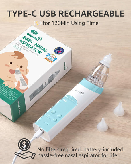 GROWNSY Baby Nasal Aspirator – Electric & Rechargeable