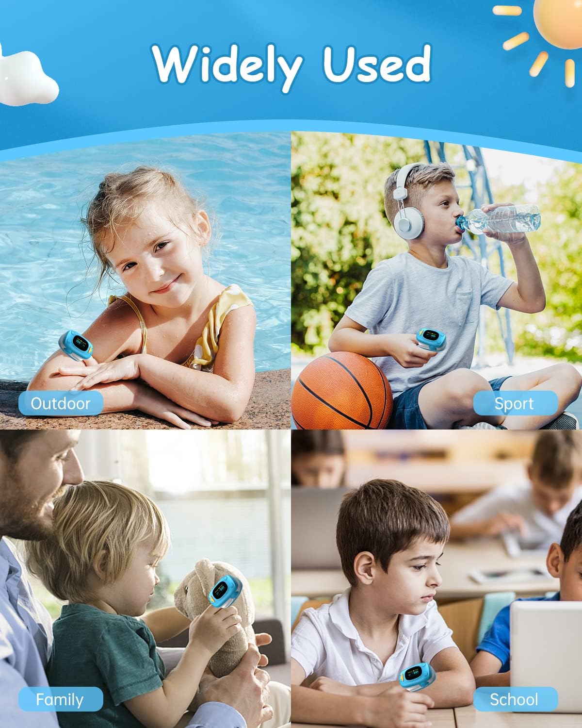 HealthTree Children’s Fingertip Pulse Oximeter (Blue)