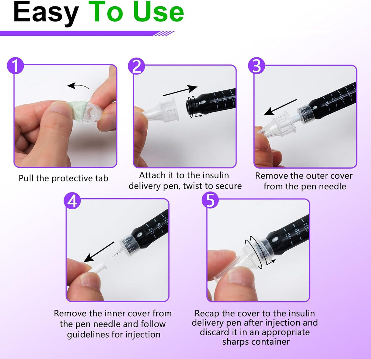 32G 4mm (1/4") Insulin Pen Needles (100 Count) – Universal Fit