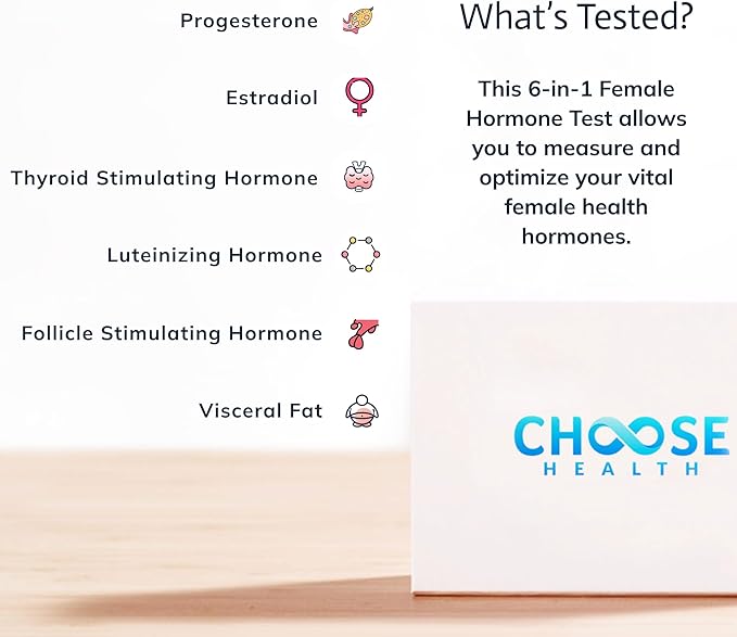 Choose Health Female Hormone Test Kit (6-in-1, Estrogen & Progesterone Panel)