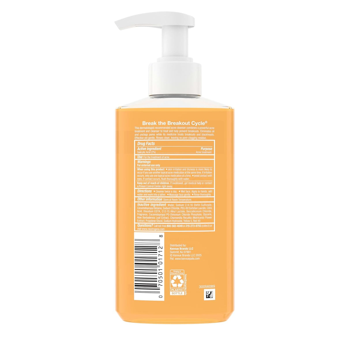Neutrogena Oil-Free Acne Face Wash with 2% Salicylic Acid, 9.1 fl oz