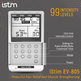 iSTIM EV-805 TENS EMS 4-Channel Rechargeable Combo Unit
