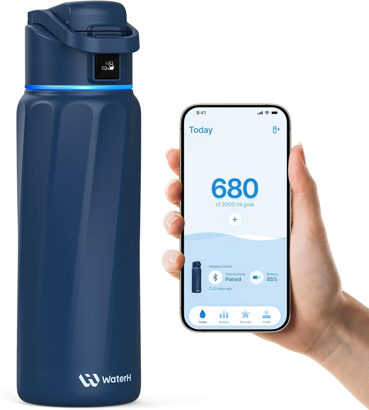 WATERH BOOST Smart Water Bottle Stainless Steel Hydration Tracker 32oz [Bluetooth]