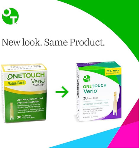 OneTouch Verio Blood Glucose Test Strips – 60 Count (2 × 30 Packs)
