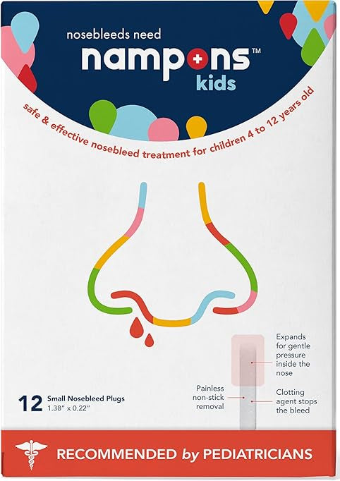 Nampons Kids Nosebleed Stoppers – 12 or 24 Pack, Pediatric Clotting Aid
