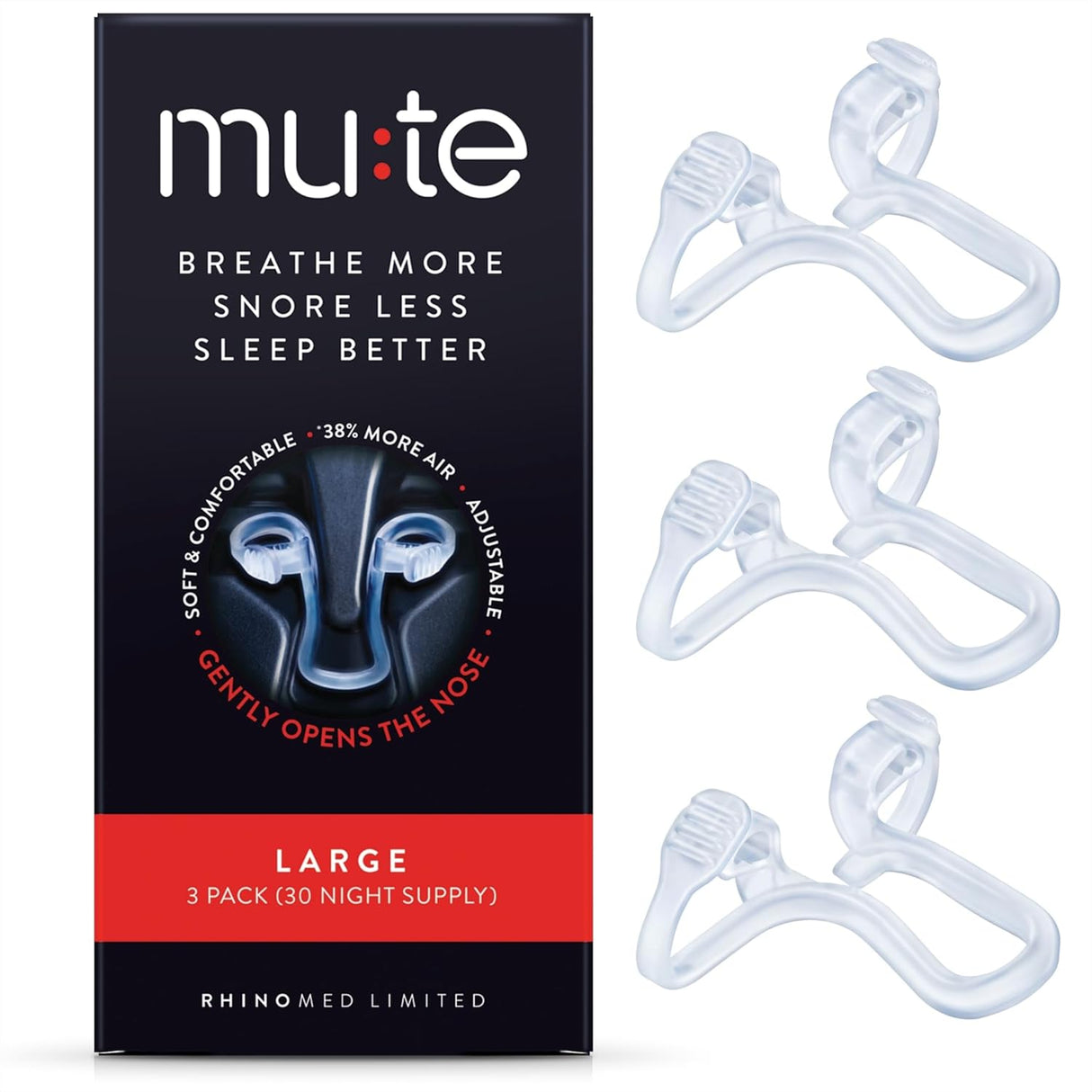 Mute Nasal Dilator Snoring Solution – Large 3 Pack