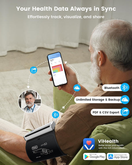 Wellue BP2A Smart Blood Pressure Monitor Upper Arm Cuff [Bluetooth]