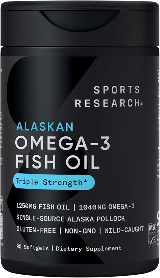Sports Research Omega-3 Fish Oil Mini-Softgels – Wild-Caught Alaskan Pollock