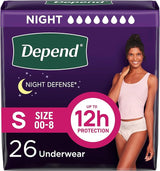 Depend Night Defense Women’s Incontinence Underwear, Small, Blush