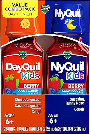 Vicks Kids DayQuil & NyQuil Cold & Cough – Berry, 2x8oz