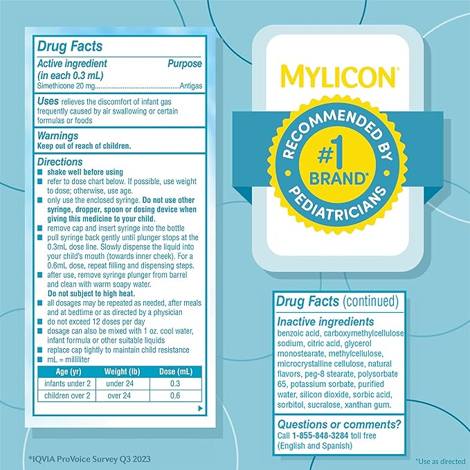 MYLICON Infant Gas Relief Drops – Dye-Free, 1 fl oz (100 Doses)