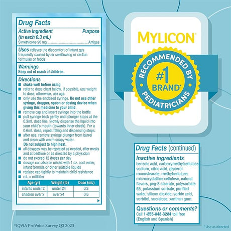MYLICON Infant Gas Relief Drops – Dye-Free, 1 fl oz (100 Doses)