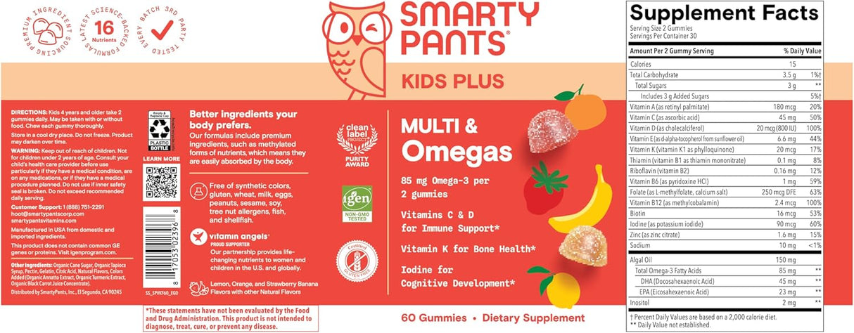 SmartyPants Kids Multivitamin + Omegas Gummies – 60 Count