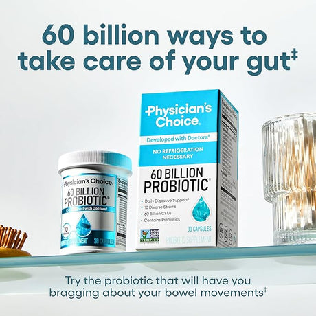 Physician’s Choice Probiotics – 60 Billion CFU, 10 Strains + Organic Prebiotics*
