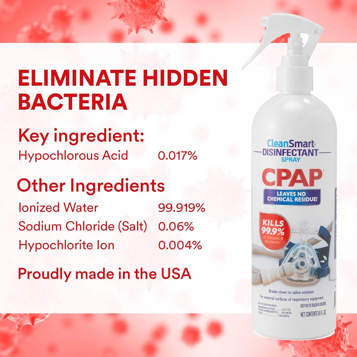CleanSmart CPAP Disinfectant Spray – 16 oz (2-Pack)
