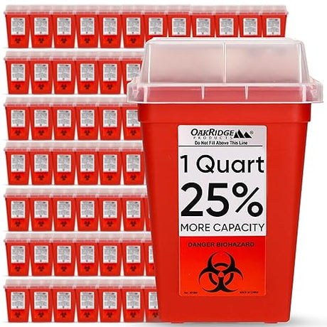 Oakridge Products Sharps Container 1 Quart Biohazard Needle Disposal