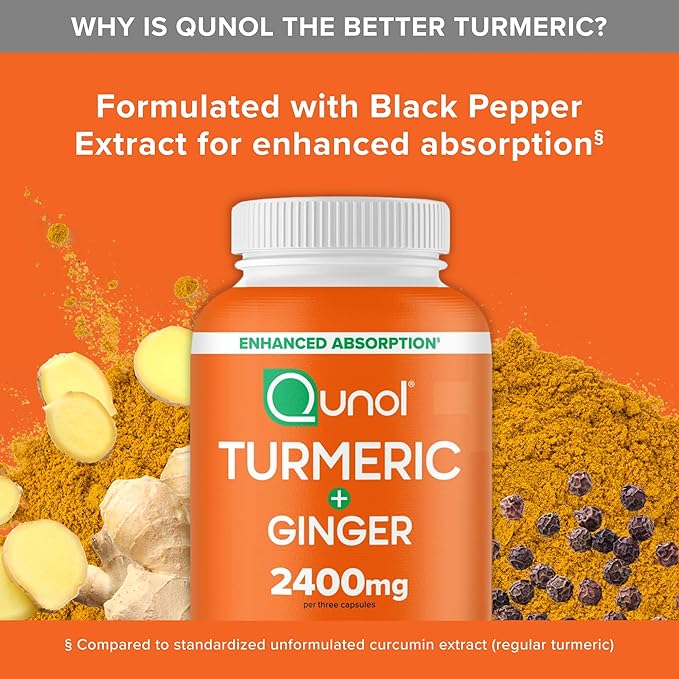 Qunol Turmeric Curcumin + Ginger & Black Pepper – 105 Capsules