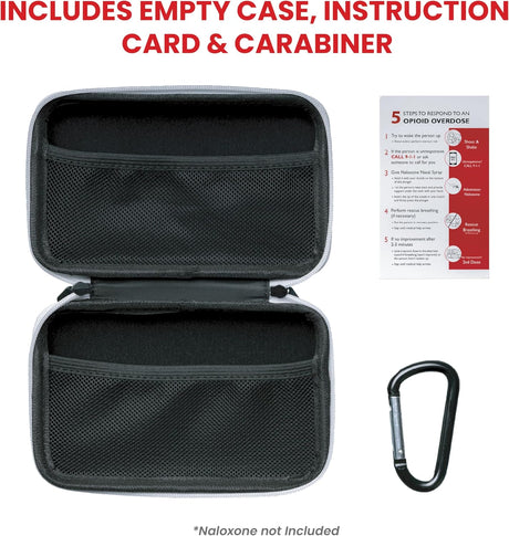 Hardshell Naloxone Response Case — Water-Resistant EVA with Double Pocket & Carabiner (7×4.5×2″)