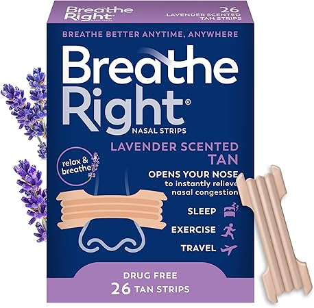 Breathe Right Lavender Scent Extra Strength Tan Nasal Strips, 26 Count