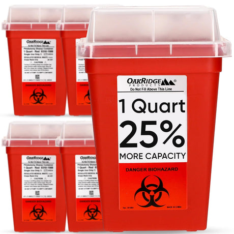 Oakridge Products Sharps Container 1 Quart Biohazard Needle Disposal