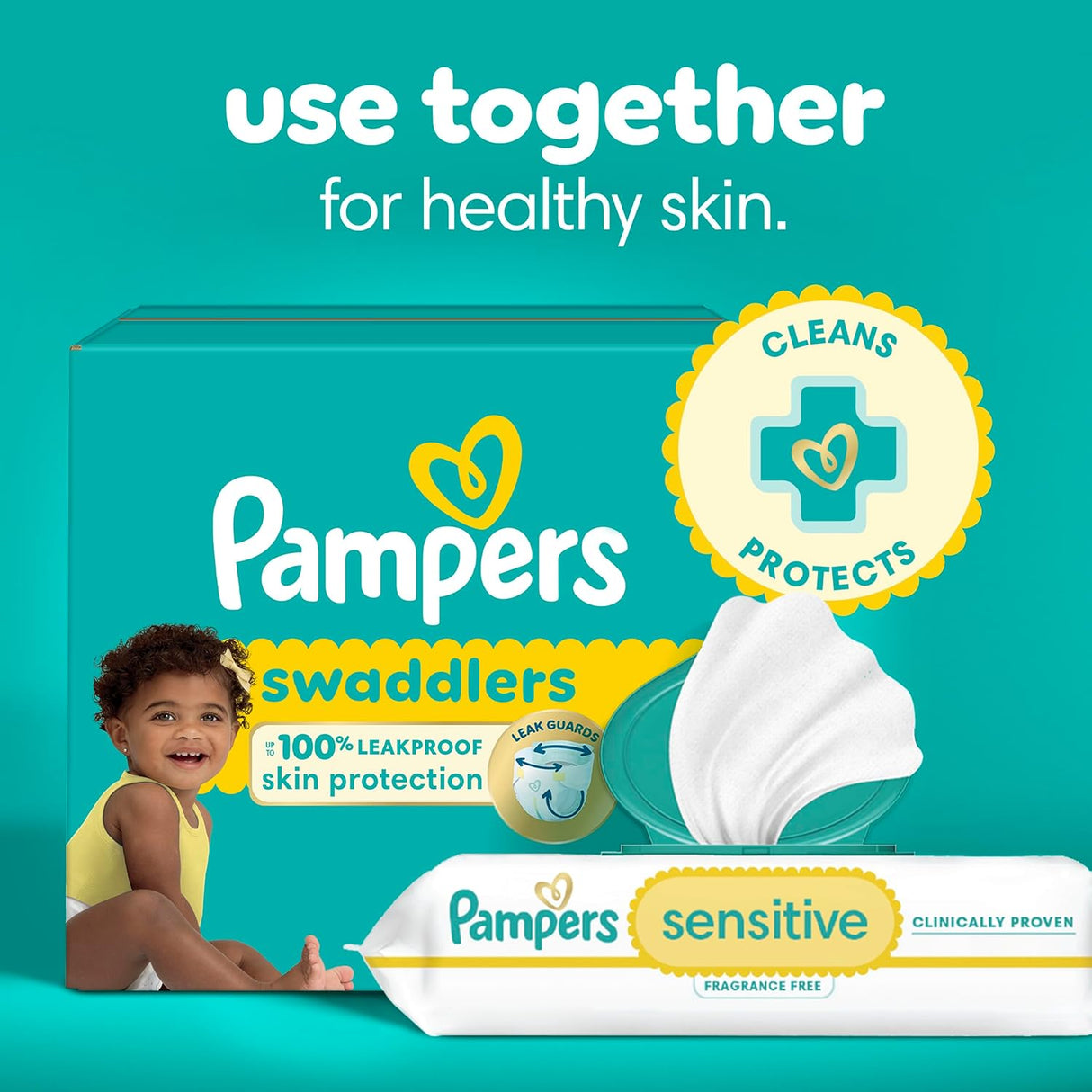 Pampers Sensitive Baby Wipes, 1008 Ct (Flip-Top + Refill Packs), Unscented