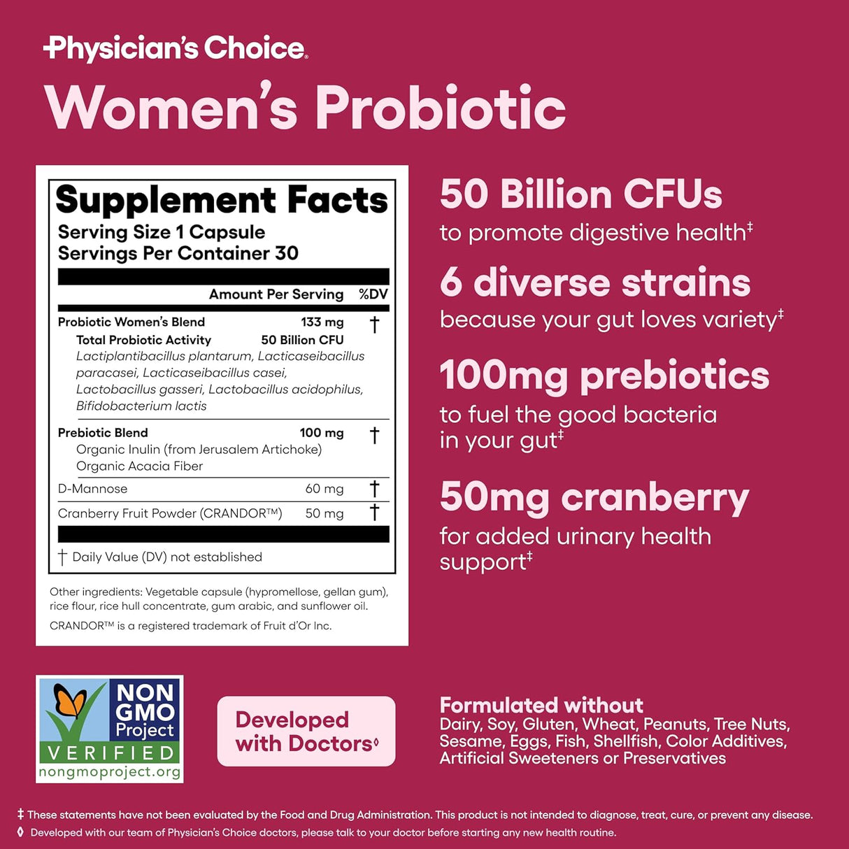 Physician’s CHOICE Women’s Probiotic for Digestive & Feminine Health