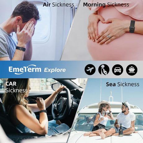 EmeTerm Explore Anti-Nausea Wristband – Waterproof & Rechargeable (Galaxy Black)