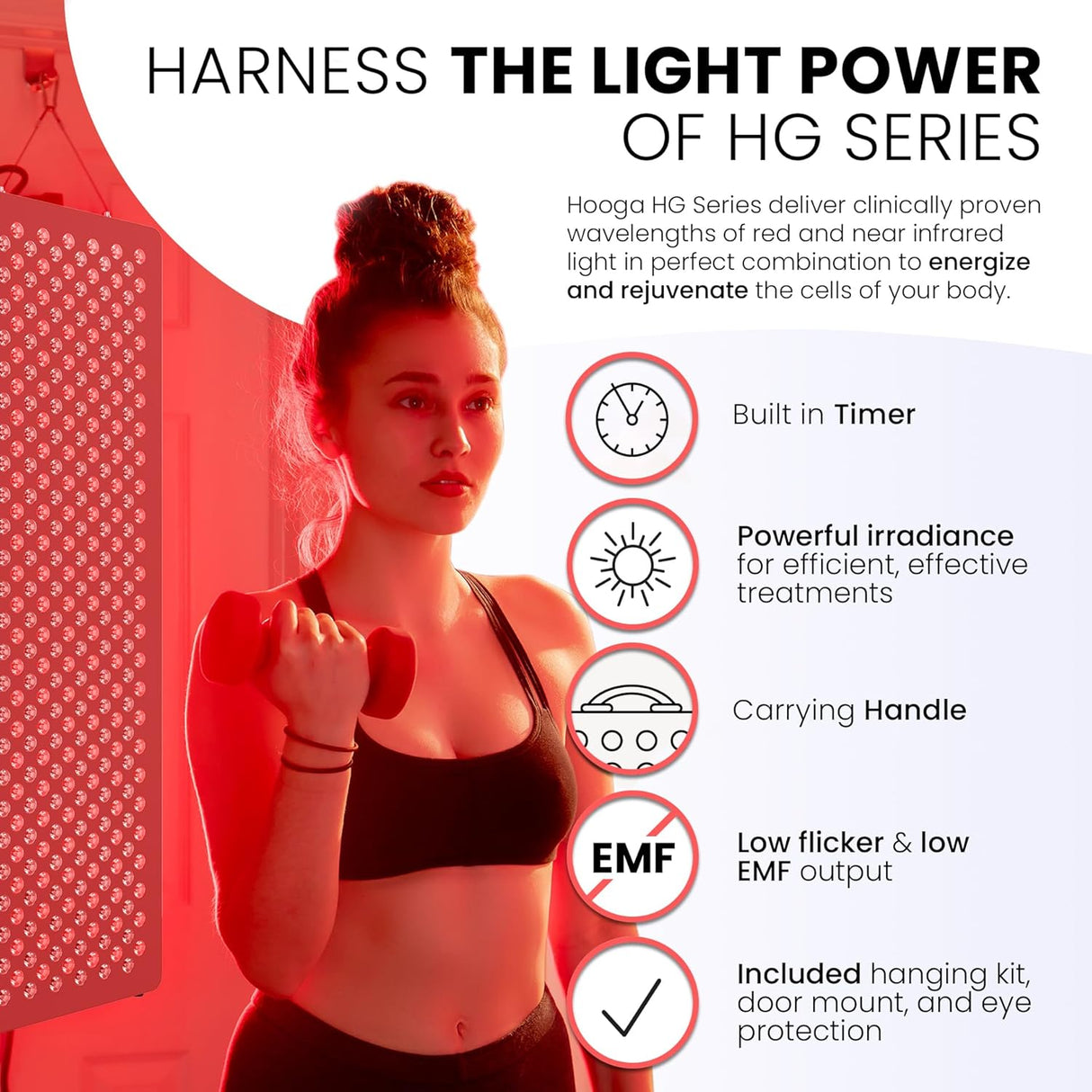 Hooga HG300 Red Light Therapy Device – 60 LED, 660nm & 850nm