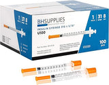 BH Supplies Insulin Syringes U-100 31G 1ml/cc 8mm (100 Count)