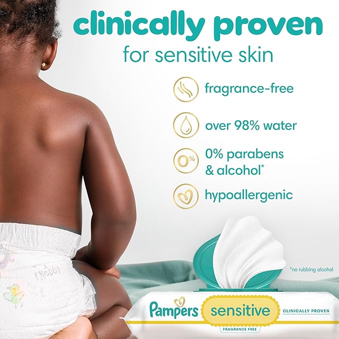 Pampers Sensitive Baby Wipes, 1008 Ct (Flip-Top + Refill Packs), Unscented