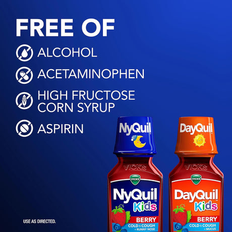 Vicks Kids DayQuil & NyQuil Cold & Cough – Berry, 2x8oz