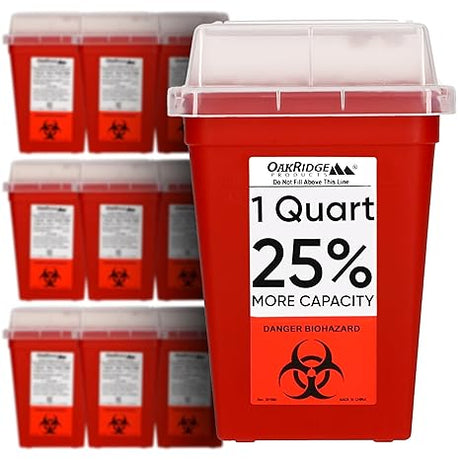 Oakridge Products Sharps Container 1 Quart Biohazard Needle Disposal