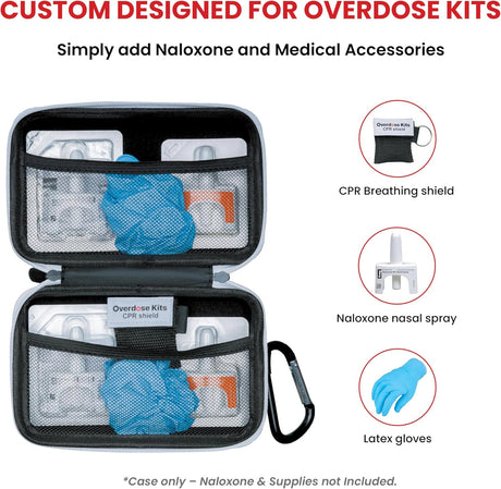 Hardshell Naloxone Response Case — Water-Resistant EVA with Double Pocket & Carabiner (7×4.5×2″)