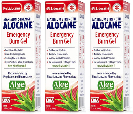 Alocane Max Emergency Burn Gel 4% lidocaine 2.5 oz 3-pack