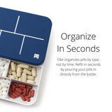 Monthly Pill Organizer by Ellie, Organize Pills in Seconds, Alarm & Phone Notification, Caregiver Notifications, Lights Indicate Which Pills to Take and How Many