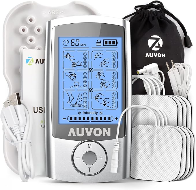 Tens Unit Mini Electric Digital Pulse Massager Therapy Machine Kit Muscle Relief, White