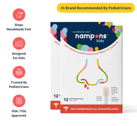 Nampons Kids Nosebleed Stoppers – 12 or 24 Pack, Pediatric Clotting Aid