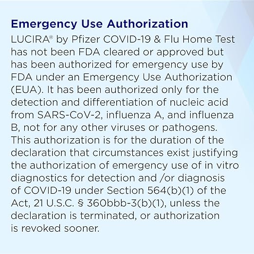 LUCIRA® by Pfizer COVID-19 & Flu Home Test, Results in 30 Minutes, First and Only At-Home Test for COVID-19 and Flu A/B, Emergency Use Authorized (EUA)