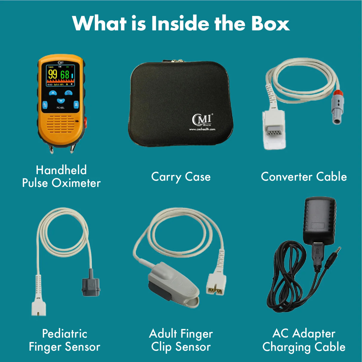 CMI PC-66L Rechargeable Handheld Oximeter with Pediatric Sensor