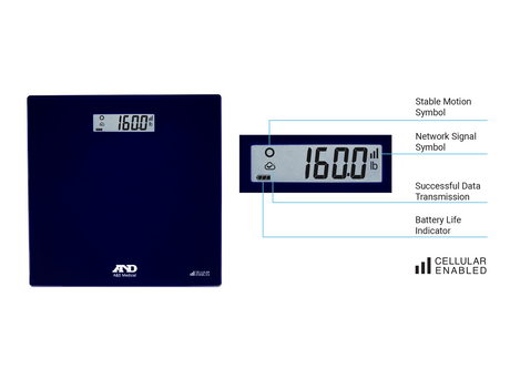 A&D UC-352CEL LTE Cellular Weight Scale | RPM Smart Scale, 450 lb