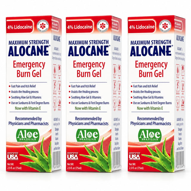 Alocane Max Emergency Burn Gel 4% Lidocaine – Sunburn Relief (3-Pack)